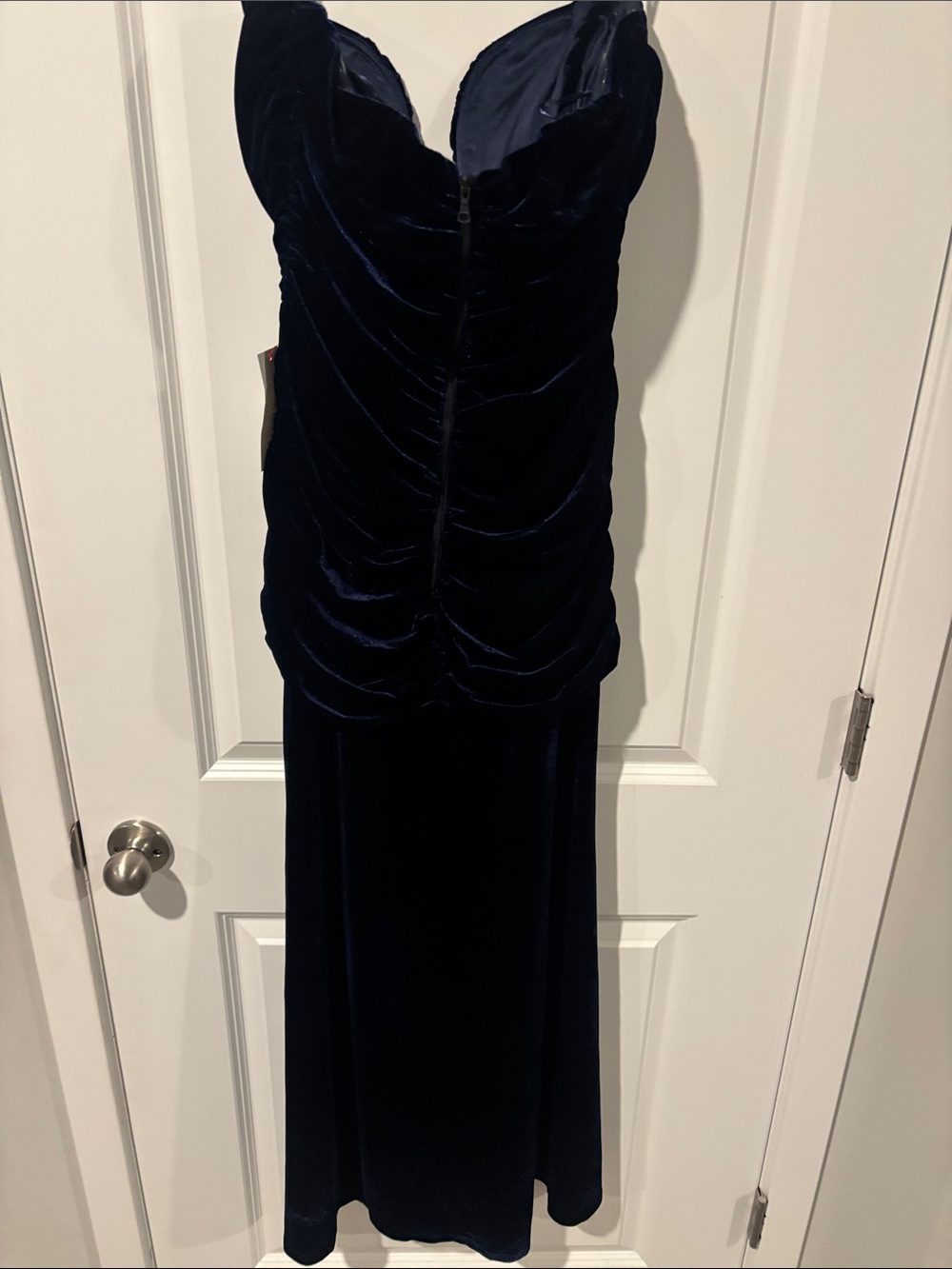 Bardot Elvira Velvet Strapless Navy Gown - Picture 10 of 11